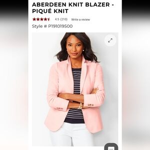NWOT Talbots ABERDEEN KNIT BLAZER - PIQUÉ KNIT